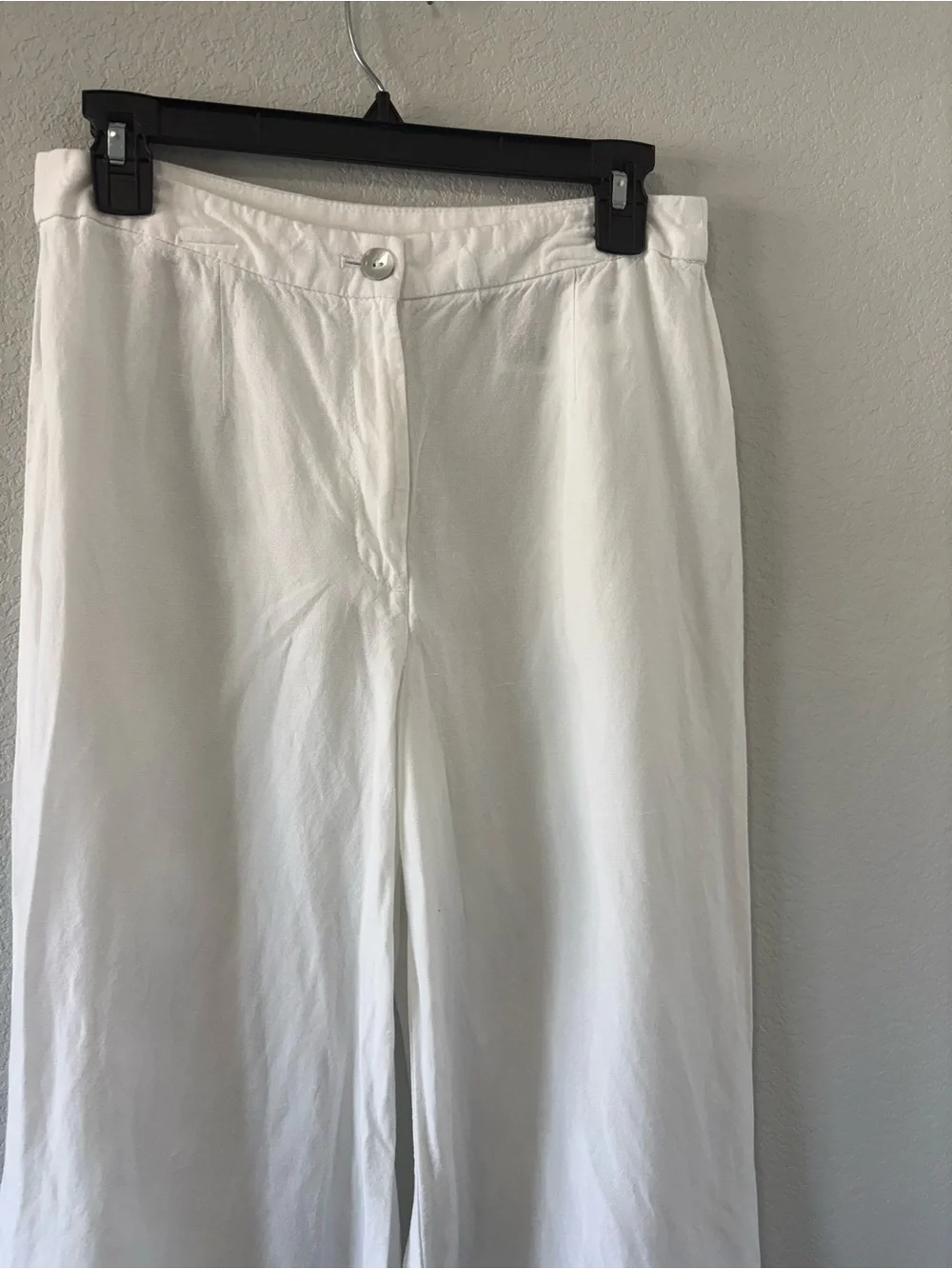H&M White Linen Blend Wide Leg Pants Women’s Size 4 High Rise Summer